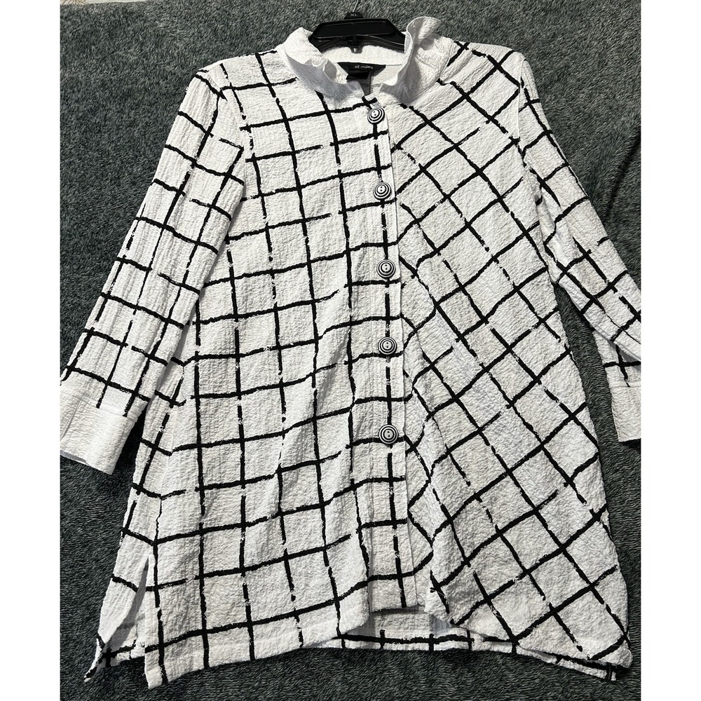 Ali Miles Women's XS Polyester Blend White Button Up Top Blouse (D4)